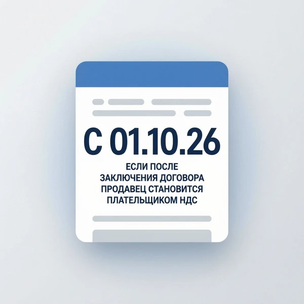 С 01.10.26 если после заключения договора продавец становится плательщиком НДС